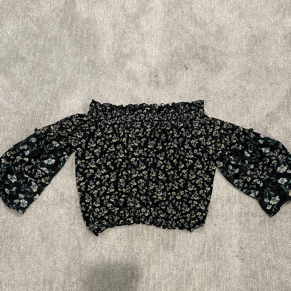 Free People Rose Valley Floral Off-Shoulder Blouse